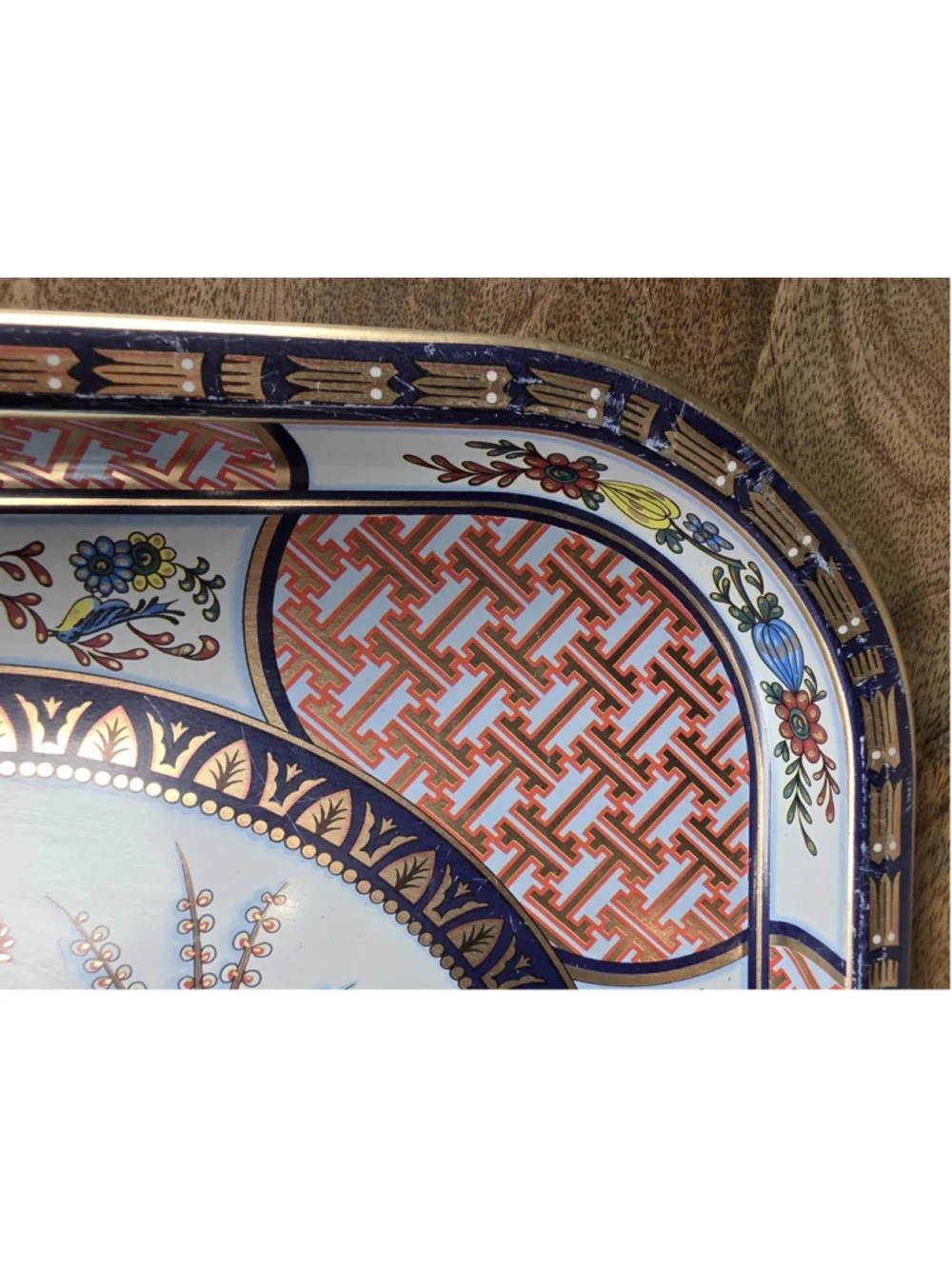 Vintage Daher Decorated Ware Chinoiserie Rooster Metal Tray Made England 13.5